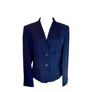 Talbots‎ size 8 navy ribbed fitted blazer lined 2 button closure
